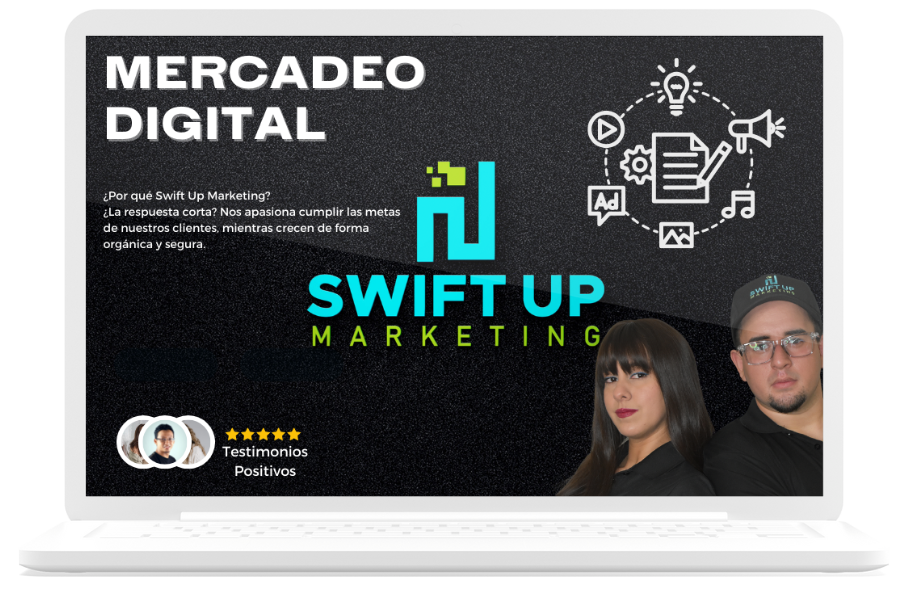 Equipo de mercadeo digital en puerto rico, en un fondo de pantalla de una laptop